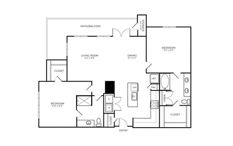 B5 Floor Plan at Addison Medical Center Apartments, Texas